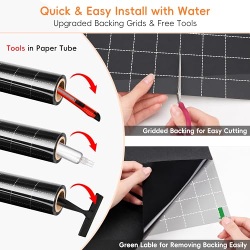 Image of Blackout Window Privacy Film, Removable Window Cover Static Cling, Darkening Light Heat Blocking, Window Tint for Home Garage Bedroom Day Sleep, Black 23.6 Inch * 78.74 Inch