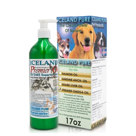 Iceland Pure PREMIER FISH OIL – FOR LARGE DOG BREEDS – 17OZ BRUSHED ALUMINUM BOTTLE – EASY TO ADMINISTER – SHINY COAT – HEART HEALTH – OMEGA-3 EPA & DHA FOR IMMUNITY (PO17)
