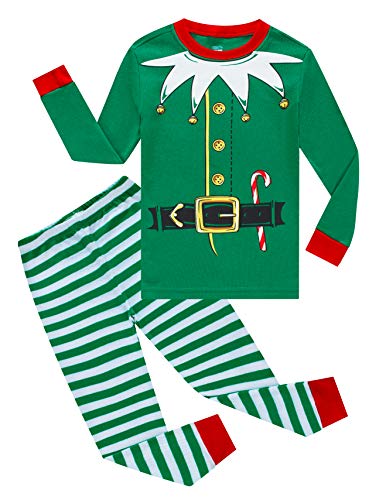 KikizYe Christmas Pajamas Little Girls Boys Elf Long Sleeve Cotton Pjs Kids Xmas Jammies Size 5