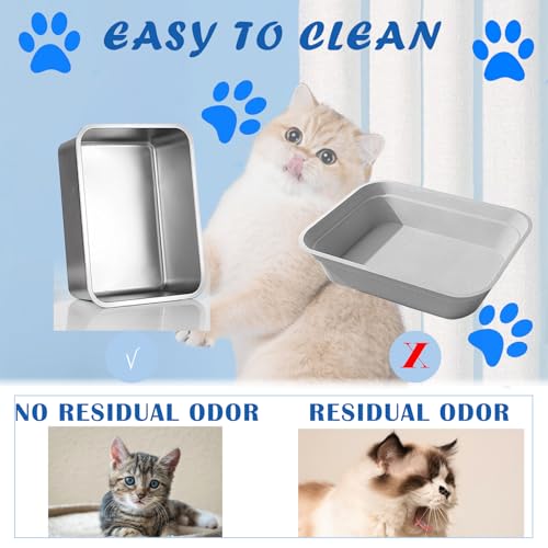 Caja de arena para gatos de acero inoxidable 2 unidades miniatura 4