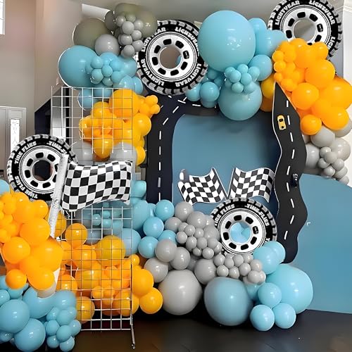 Image of GREATRIL Racing Flag Foil Balloon - Checkered Car Party Decoration for Kids' Birthdays, Racing-Themed Celebrations, and Events