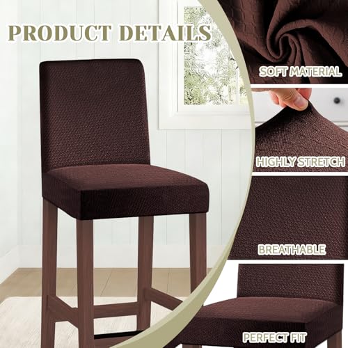 Image of Bar Stool Covers Counter Chair Slipcovers Set of 4,Coffee