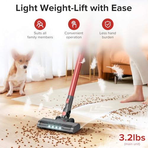 Tipdiy Cordless Vacuum Cleaner with Self-Standing, 40KPA Stick Vacuum Cleaners for Home, 8 - image 4