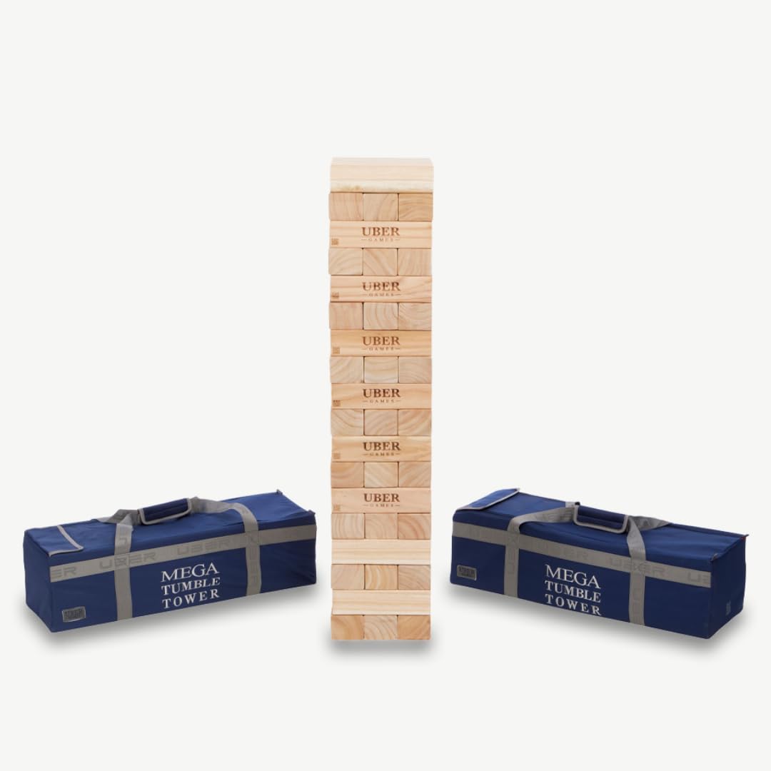 Hartholz Wackelturm XXL bis 250cm - Stapelturmspiel : das härteste Holz auf dem Markt - 100% Indien Öko - Jumbo (bis 200 cm)