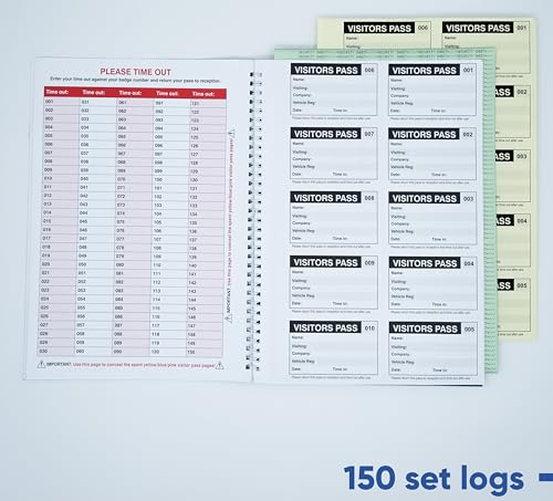 Libro de visitantes compatible con GDPR y 150 tarjetas de identificación 3