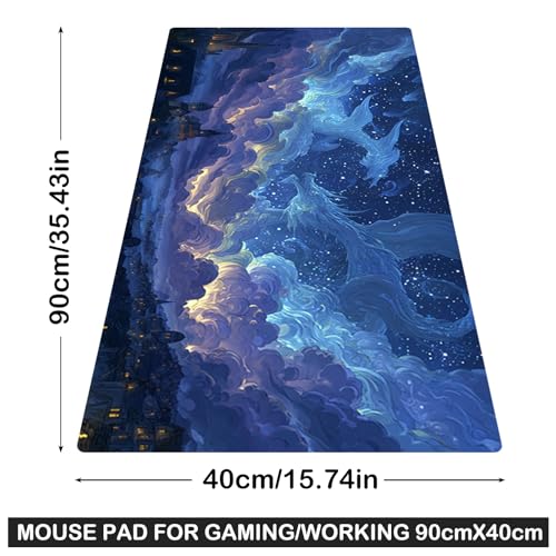 Image of Nuxovilar Professional Large Mouse Pad & Computer Game Mouse Mat (35.4x15.7IN, Dreamy Blue Nebula Art) (90 * 40cm Dreamy Blue Nebula)