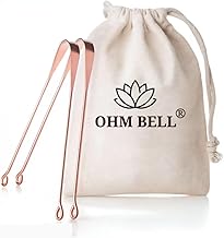 OHM BELL Copper Tongue Cleaner (Pack of 2) | 100% Pure Copper | Removes Bad Breath & Bacteria | Promotes Oral Hygiene & Digestive Health | Safe, Flexible & Easy to Use Tongue Scraper