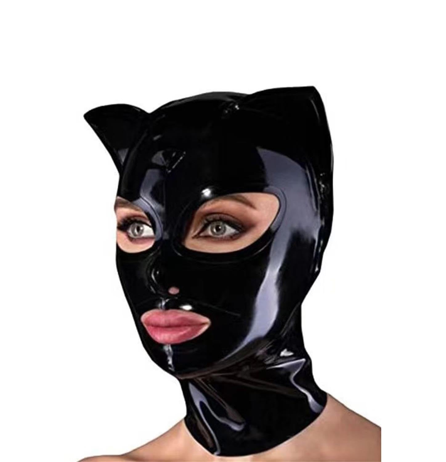 Látex Cabeza Cubrir,Negro Látex Máscara de Cabeza Capucha de Goma máscara de fiesta Latexmask Para Cosplay Fiesta Club
