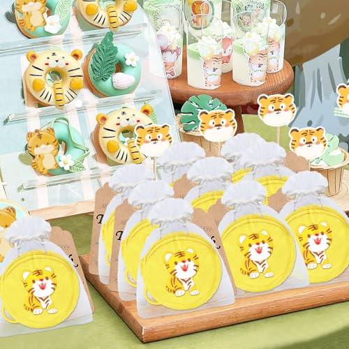 15 Pack Tiger Mini Coin Purses with Keyring for Tiger Jungle Safari Party,Goodie Bag Stuffer,Present for Friends,Creative Souvenirs,Birthday,Yellow4