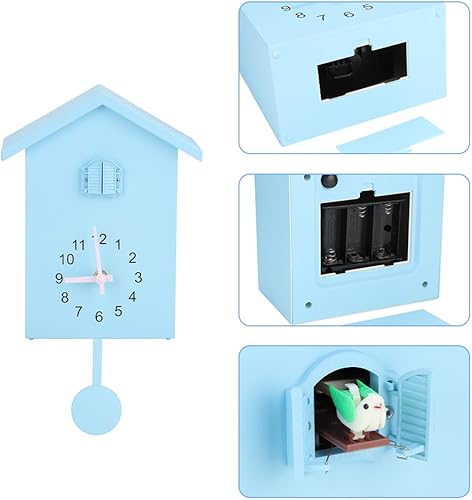 Vista 2 de Coo Coo - Reloj de pájaro canta a la hora cuco moderno de pared con sonidos a tiempo, alarma creativa de péndulo, regalos colgantes para niños