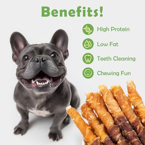 Image of MON2SUN Dog Treats, 5 Inch, Double Flavor Chicken & Duck Rawhide Sticks | 40 Count Pack, Double Flavor, Teeth Cleaning, Long-Lasting Chew, High-protein and Low-fat, Suitable for Small Dogs