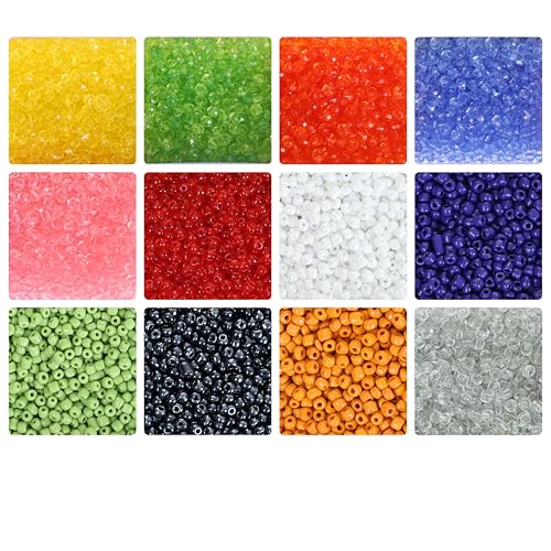 Image of ambitieux Bracelet Making Craft Kit 12 Types Of Colorful 400+ Pcs Of Plastic Beads With Elastic -(Colorfull With 8 Mm) (Seed Beads 3),Multicolor