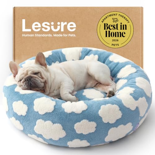 Image of LE SURE Shown on TV Jacquard Donut Dog Beds Medium Sized Dog,Blue 30x30x8in