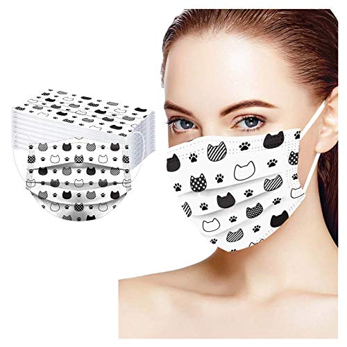 マスク 使い捨て マスク 50枚 不織布マスク マスク 動物柄 可愛い 猫 ねこ 肉球柄 柄物 マスクかわいい 超快適マスク 3層構造 不織布 通気 飛沫 花粉対策 風邪予防 防塵 超快適マスク 通勤 プリーツ型 高密度フィルター レディース メンズ (28#)のサムネイル