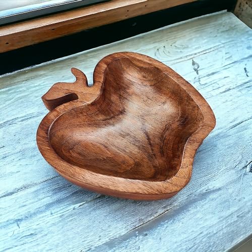 Image of Decorative Wood Serving Trays Set,Aesthetic Tray,Rustic Nesting Trays Stackable Platters for Serving Cakes, Pastries, Snacks, Breakfast, Coffee Table (Apple Tray)