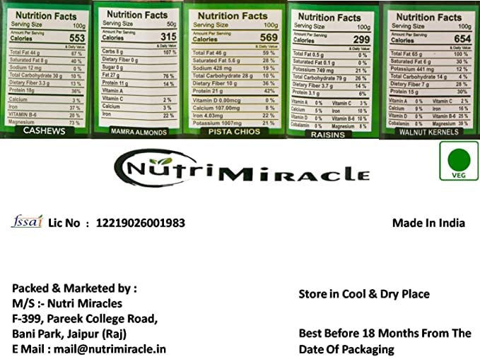 Image of NUTRI MIRACLE Rakhi Dry Fruit & Nut Gifts I Variety Of Fancy Rakhis For Brother N Family I Hathi Chopda Tilak Kit,400gm