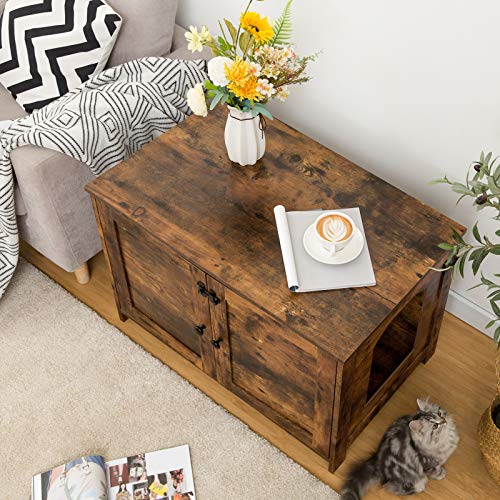 HOOBRO Cat Litter Box Enclosure, Hidden Cat Washroom Furniture with Divider, Wooden Pet House End Table, Large Enough… - Image 5