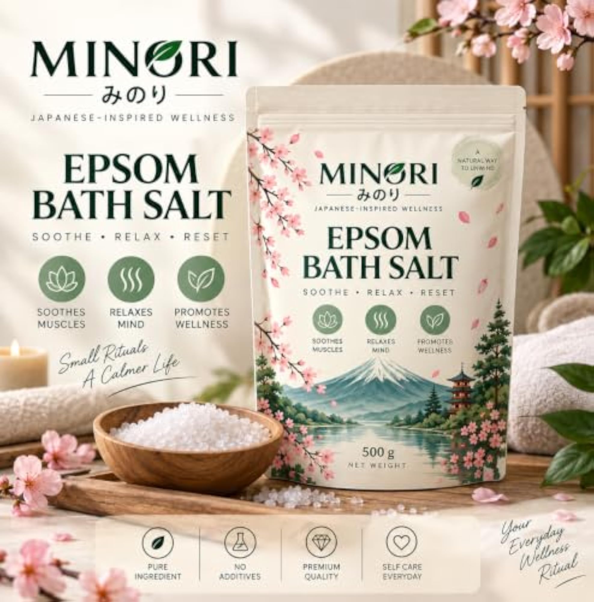 Minori Epsom Bath Salt, 500g