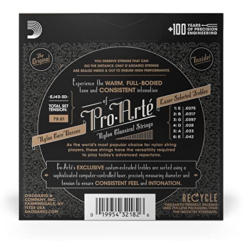 D’Addario EJ43 Pro-Arte Lot de 3 jeux de cordes en nylon pour guitare classique Tension légère - Les Beatles, Paul McCartney, John Lennon, RIngo Starr, George Harrison D'Addario EJ43 Pro-Arte Lot de 3 jeux de cordes en nylon pour guitare classique Tension légère – Image 4