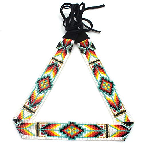 Lavivia Beaded Hatband For Cowboy. Native American Style Handmade Cowboy Hatband For Men & Women White,Red #TOP8