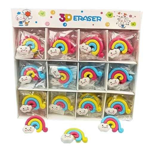 Image of Radiance 12 Pcs Rainbow Shape Erasers for Kids | Cute Pencil Erasers for Girls & Boys | Colorful Rubber Stationery | Birthday Return Gift for Kids | School Supplies (Multicolor)