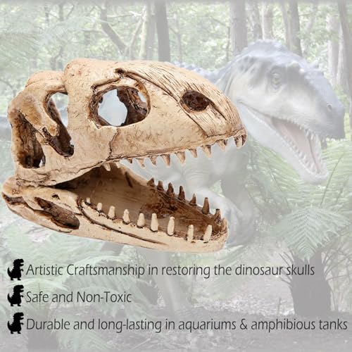 Image of Dinosaur Animal Skull Aquarium Large Decor Cave Decorations Fish Hideout Tank Betta Tarantula Reptile Snake for Terrarium Decor Ornament Bones Halloween