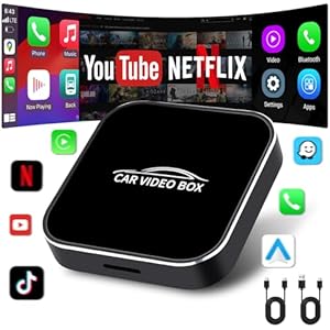 Jansite 3 in 1 Carplay Draadloze Adapter Android Auto met YouTube/Netflix/Tiktok, Mini Carplay Draadloze Dongle Zet Bedrade Android Auto/Carplay om naar Draadloze Multimedia Videodoos