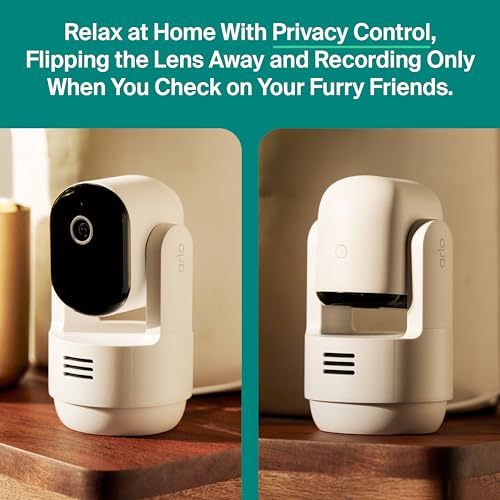 Image of Arlo Essential Indoor Pan Tilt Security Camera 2K (2025 Release) - Wired Plug-in Power, Person Recognition, Animal Detection, Animated Preview, 1-Month Secure Plan, Auto Motion Tracking, 1 Cam, White