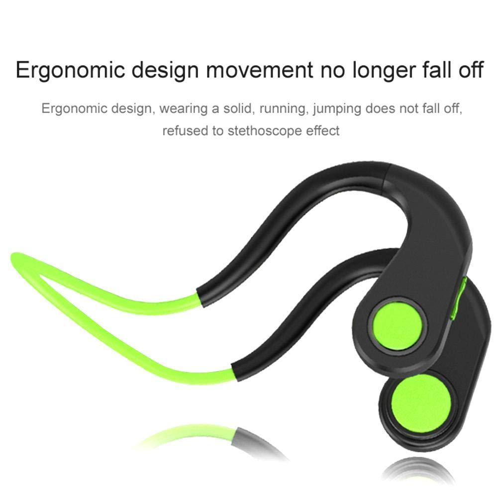 Auricolari Bluetooth Wireless Sport Auricolari Microfono Impermeabile NFC Conduzione Ossa Auricolare Bluetooth CSR8635 V4.2+EDR Outdoor Sport Headset Mic Box (verde)