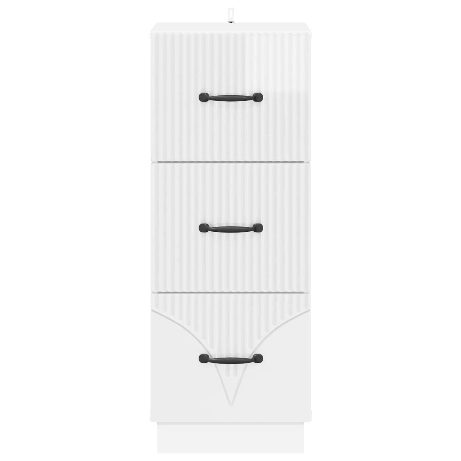 Cassettiera in legno bianco lucido, 33 x 34,5 x 87 cm, 3 cassetti, per camera da letto, corridoio e ufficio, con spazio