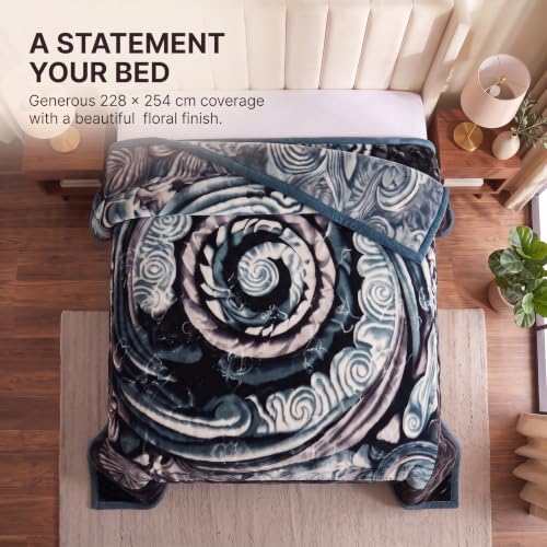 Image of BSB HOME 280 GSM Mink Blanket, Premium Soft Warm Cozy Plush Blanket for Double Bed, Ultra Soft Comfortable Winter Bedding, Elegant Printed Blanket, 90 x 100 Inches (229 x 254 cm) - Charcoal