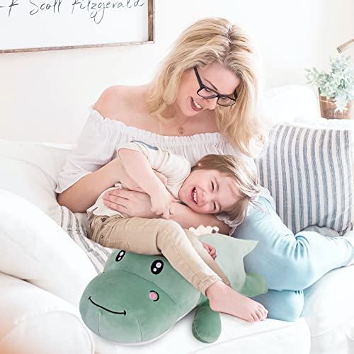 Dinosaur Plush Toy Pillow,Cute Dinosaur Stuffed Animals Doll,Soft Lumbar Back Cushion Big Dinosaur Plushies Stuffed Toy Cute Pillows,Great Gift For Kids Birthday,Valentine (Green,19.6In) #TOP3
