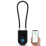 eLinkSmart Cerradura de cable de huellas dactilares, grillete de 3.6 pulgadas de largo, pequeño sin llave, biométrico, impermeable, Bluetooth, candado inteligente para puerta, valla al aire libre,
