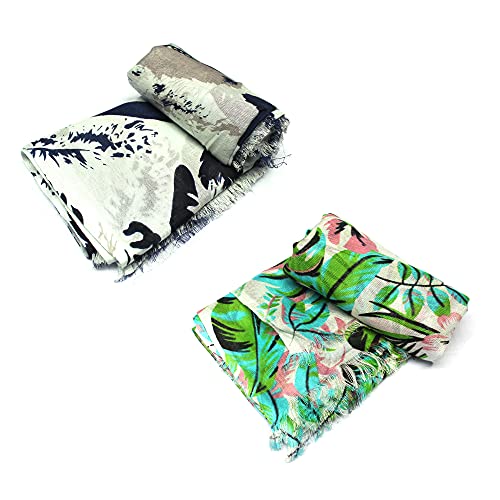 Image of Women's Trendy floral Printed Rayon Stoles Multicolour (Pack of 2)