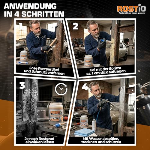 Rostio visokoučinkoviti gel za pretvaranje/uklanjanje hrđe 1 litra | Odstranjivač hrđe za automobile, bicikle, metal, inox, krom...