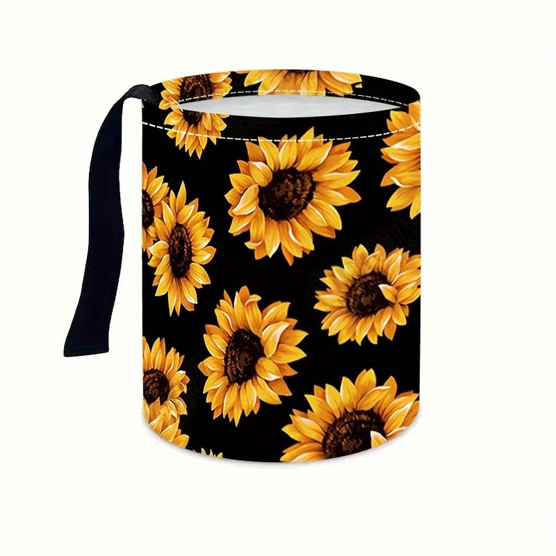 Image of Portable Reusable Waterproof Car Trash Bin, Multipurpose Vehicle Organizer, Road Trip Essentials (sunflower2)