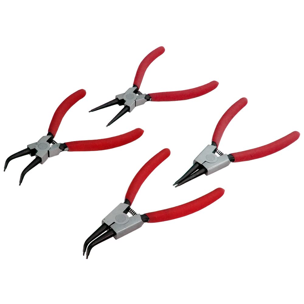 Tooltime. Black Voche® 4 Piece 6" Internal, External, Bent Nose And Straight Circlip Pliers Set