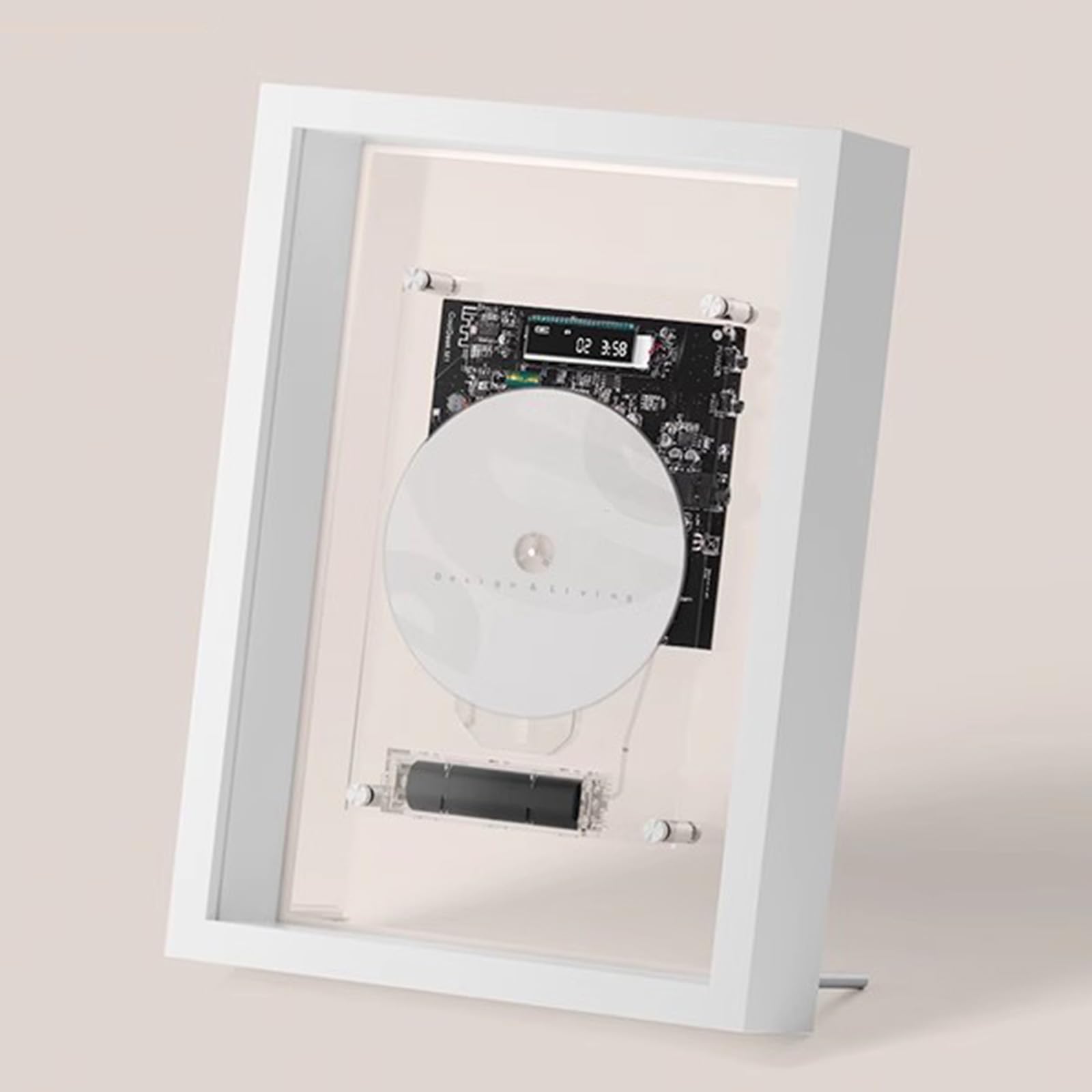Lecteur CD mural Bluetooth rechargeable et télécommandé avec affichage LCD blanc