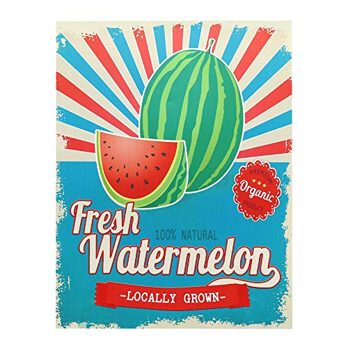 Barnyard Designs Fresh Locally Grown Watermelon Retro Vintage Tin Bar Sign Country Home Decor 10" x 13"