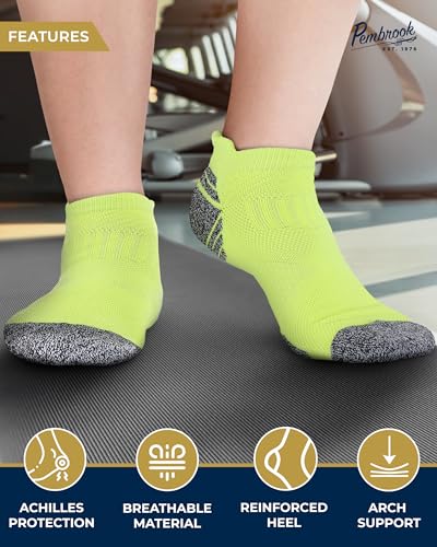 Image of Pembrook Ankle Compression Socks for Women & Men - 4 Pairs | Running Socks | Plantar Fasciitis Socks | Neon Colors WMelon