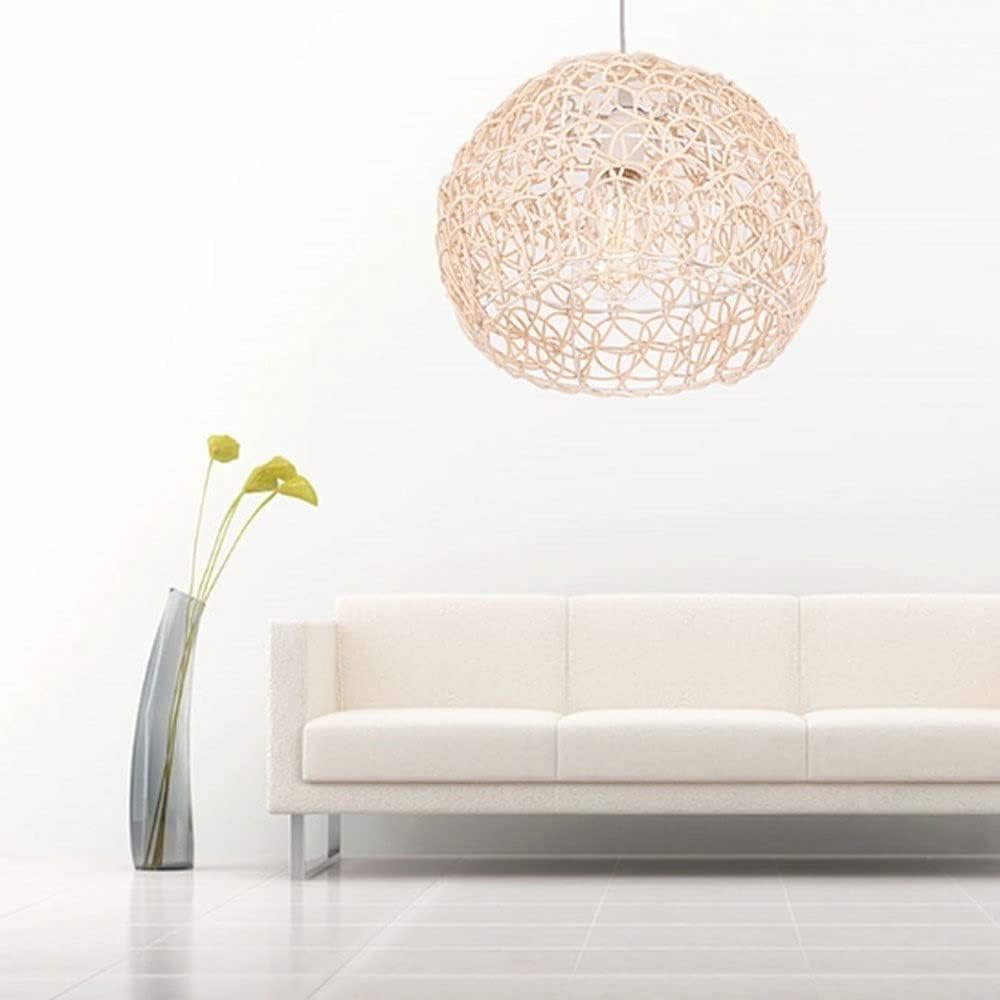 Garden Rattan Chandeliers Woven Bamboo and Rattan Hanging Light Creative Spherical Living Room Bedroom Bedside Dining E27 Lighting Pendant Lamp