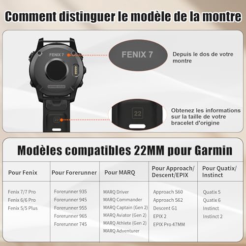 Bracelet Garmin Forerunner 945 nylon 22mm compatible Instinct et Fenix