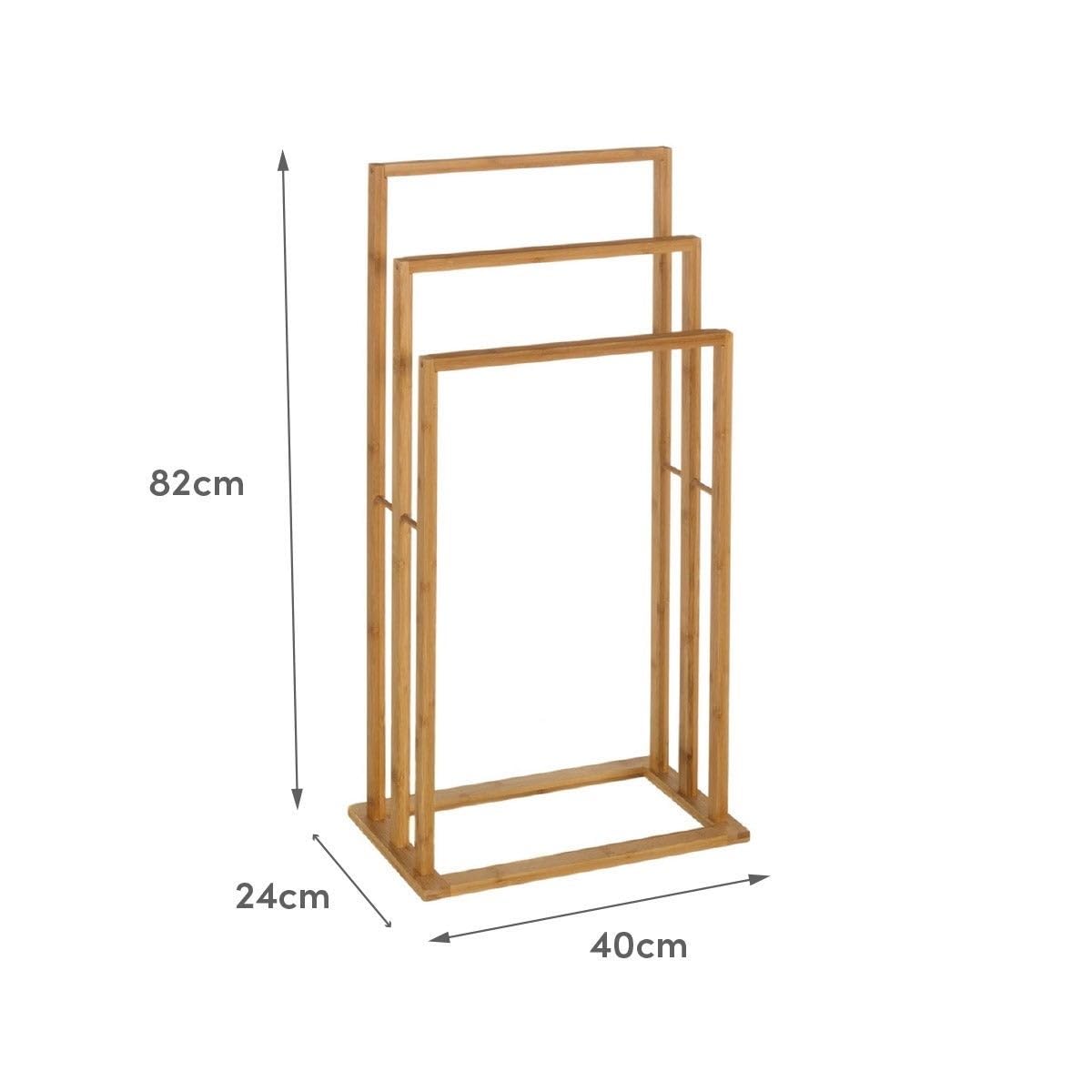 Toallero múltiple Natural de Madera de bambú de 40x24x82 cm - LOLAhome