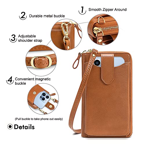 Image of Peacocktion RFID Crossbody Wallet Purse for Women Small Travel Cell Phone Purses Trendy Vegan Leather Bags with Card Slots
