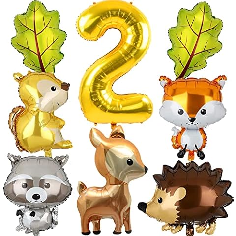 8pcs Forest Animal Birthday Balloons, Woodland Animal Balloons, Forest Animal Friends Themed Balloons, Two Wild Balloons, Woodland Forest Animal Themed Party Decorations Supplies Cover