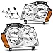 2PCS Headlights Assembly Set For 2005 2006 2007 Jeep Grand Cherokee(WK) Laredo Limited Overland SRT8 SUV Replacement Bumper Headlamps Passenger and Driver Side Chrome Housing Amber Reflector(LH&RH)