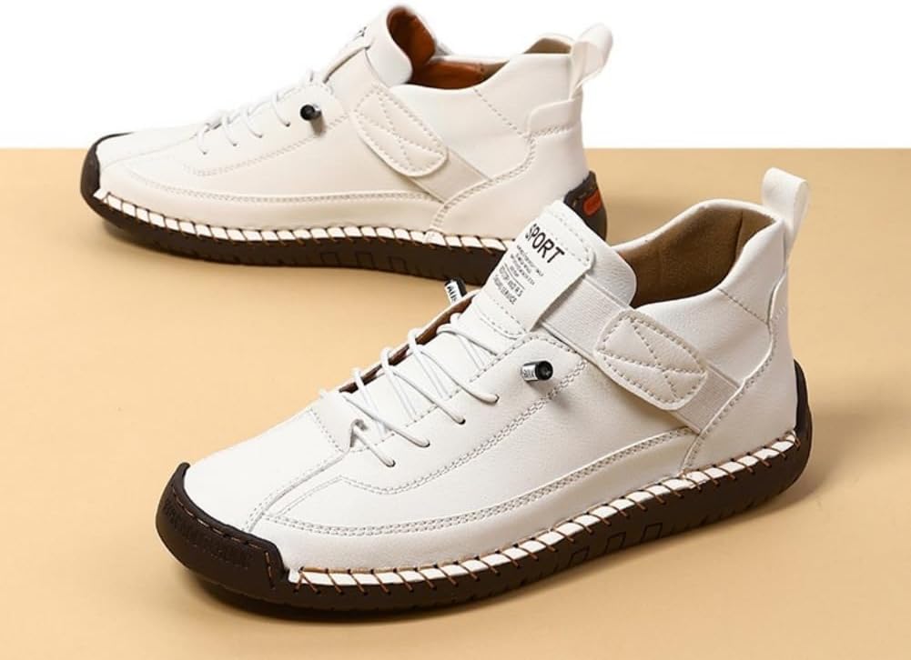 Women's Handmade Leather Orthopedic Comfy Shoes, Unsex Casual Walking Loafers with Wide Toe Box for Everyday Hiking and Driving, New Adjustable Lightweight Boots