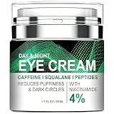 Caffeine Eye Cream, Anti-Wrinkle Eye Cream with Airless Pump, Reduces Fine Lines, Puffiness & Dark Circles with Caffeine, Squalane, Peptides and 4% Niacinamide, 1.7 Fl. Oz, Hydrating for Dry Skin