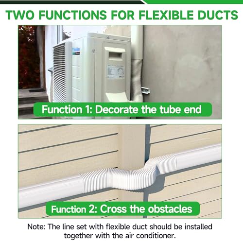 Image of Mini-Split AC Line Set Cover: 4 inch 23 Ft Line Hide for Mini Split Central AC HVAC Heating System - Waterproof PVC Outdoor Pipe Cover Split Unit Line Guard Decorative Refrigerant Line Cover