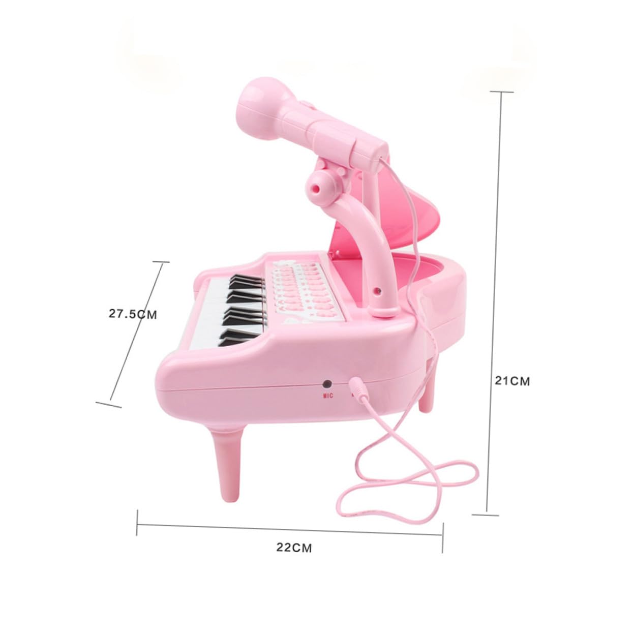 Organo Elettronico Giocattolo Rosa in Plastica con Microfono | Pianola Giocattolo con Microfono, Volume Regolabile, senza Batterie, Educazione Musicale per Ragazzo Ragazza